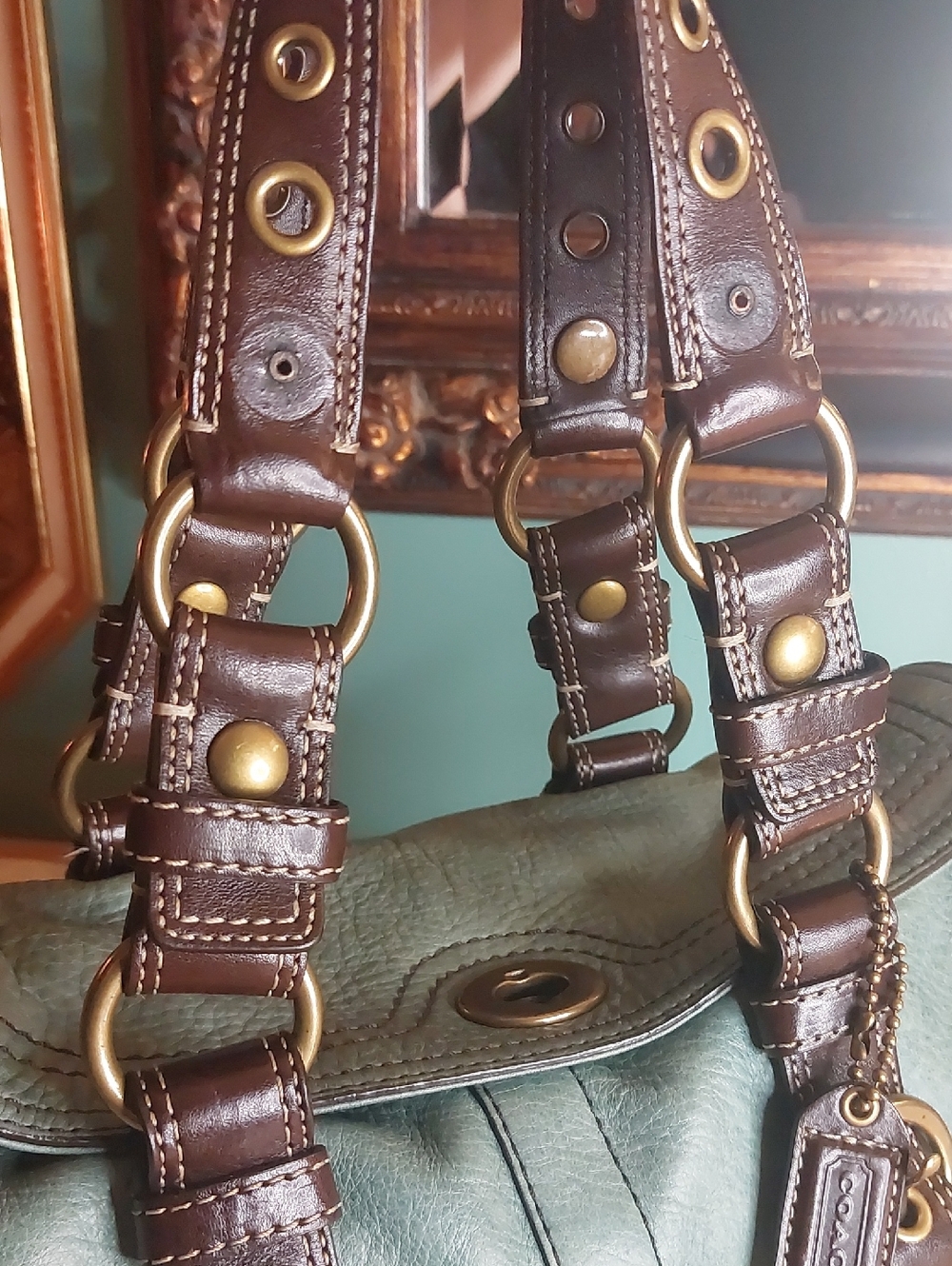 Coach Chelsea 1941 rare Mineral Pond Color With Dark Brown Trim 10963 - Picture 9 of 15